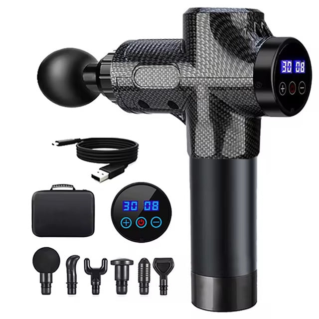 Carbon Fiber Deep Tissue Percussion Massage Gun - 30 Speeds, 6 Heads, Type-C Charging Tristar Online