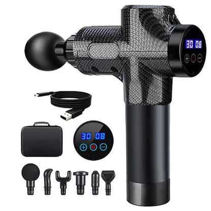 Carbon Fiber Deep Tissue Percussion Massage Gun - 30 Speeds, 6 Heads, Type-C Charging Tristar Online