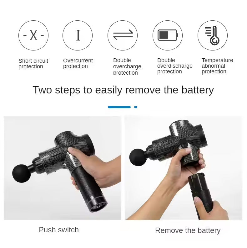 Carbon Fiber Deep Tissue Percussion Massage Gun - 30 Speeds, 6 Heads, Type-C Charging Tristar Online