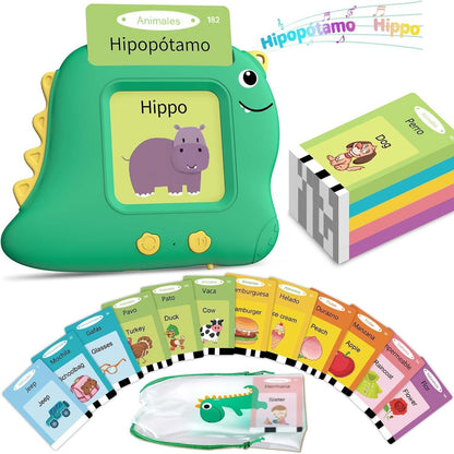Little Green Dinosaur [112 cards] Bilingual Early Learning Flash Card Reader - Interactive Audio Toy for Toddlers Tristar Online