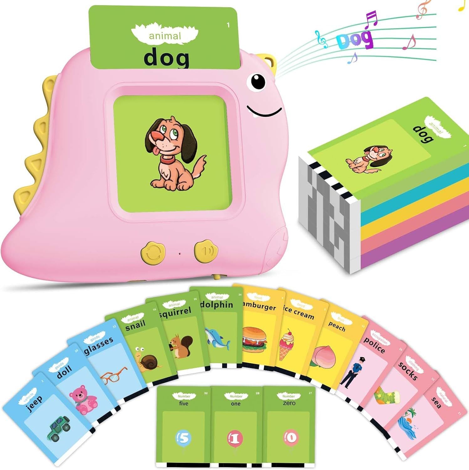 Little Pink Dinosaur [112 cards] Bilingual Early Learning Flash Card Reader - Interactive Audio Toy for Toddlers Tristar Online