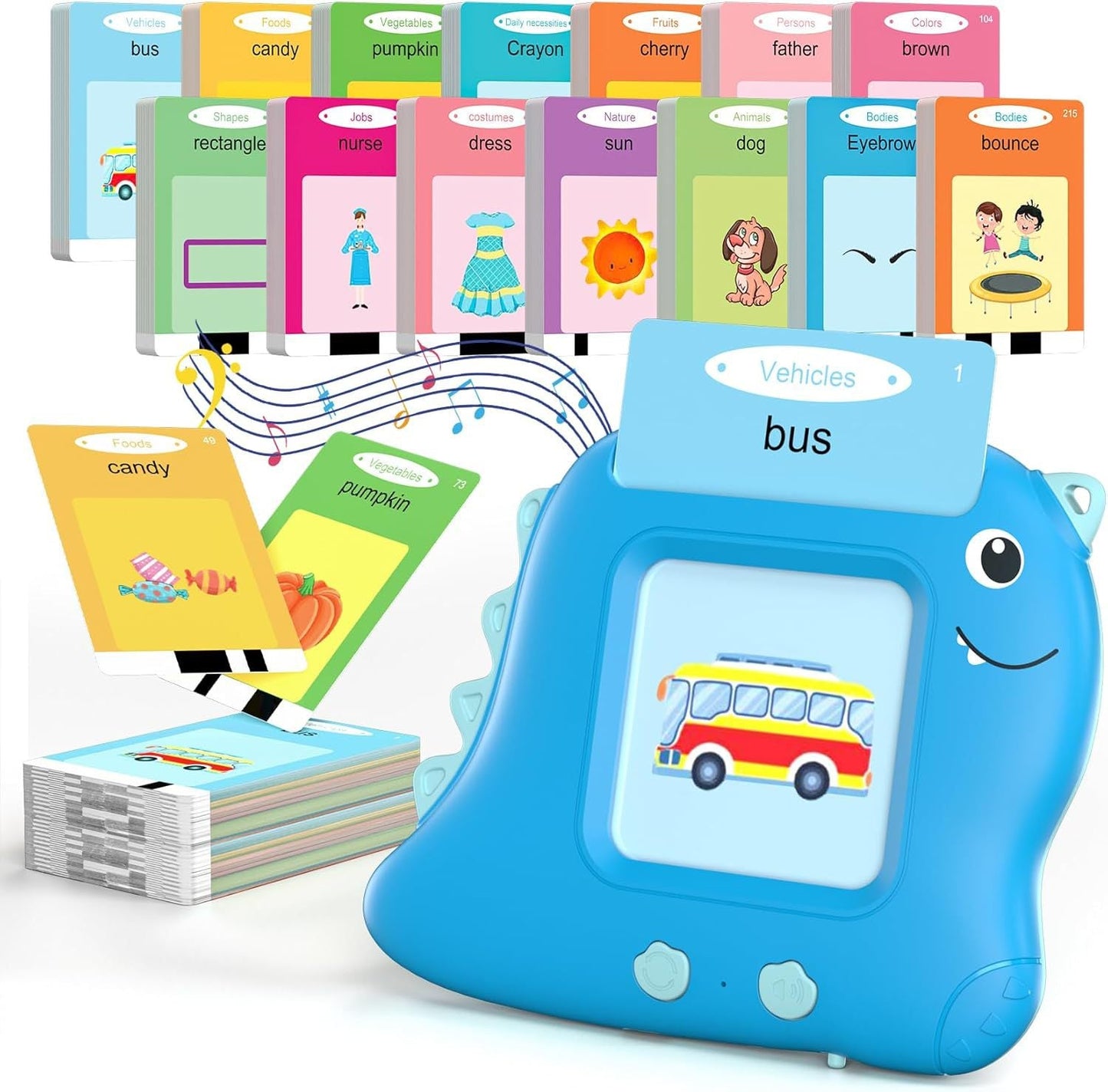 Little Blue Dinosaur [112 cards] Bilingual Early Learning Flash Card Reader - Interactive Audio Toy for Toddlers Tristar Online
