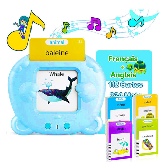 Blue Panda [Plain English] [112 Cards 224 Contents] Bilingual Early Learning Flash Card Reader - Interactive Audio Toy for Toddlers Tristar Online