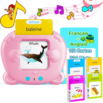 Pink Panda [Plain English] [112 Cards 224 Contents] Bilingual Early Learning Flash Card Reader - Interactive Audio Toy for Toddlers Tristar Online