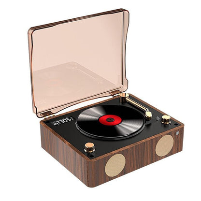 Retro Turntable Style Bluetooth Speaker & CD Player with Display - USB Rechargeable Tristar Online