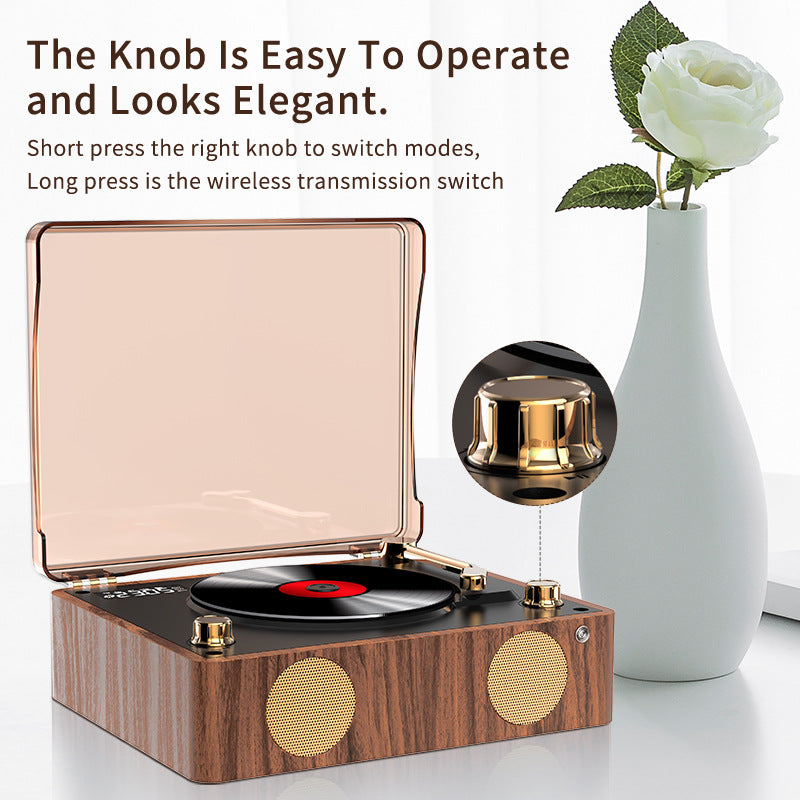 Retro Turntable Style Bluetooth Speaker & CD Player with Display - USB Rechargeable Tristar Online