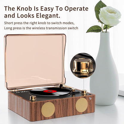Retro Turntable Style Bluetooth Speaker & CD Player with Display - USB Rechargeable Tristar Online