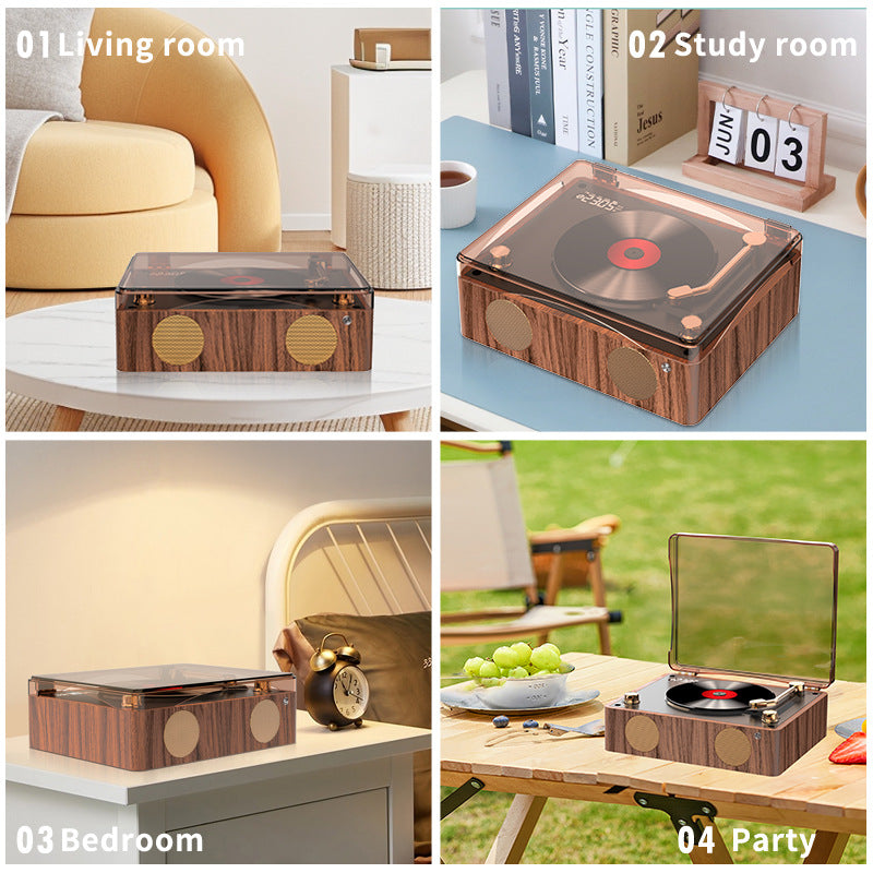 Retro Turntable Style Bluetooth Speaker & CD Player with Display - USB Rechargeable Tristar Online