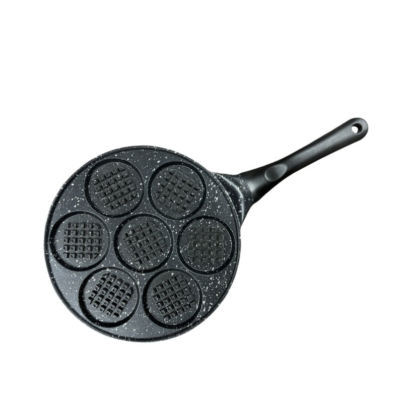 Black Waffle + Black Handle (Gas Model) Non-Stick Pancake Pan - 7-Hole Fun Shapes Breakfast Griddle (27cm) Tristar Online