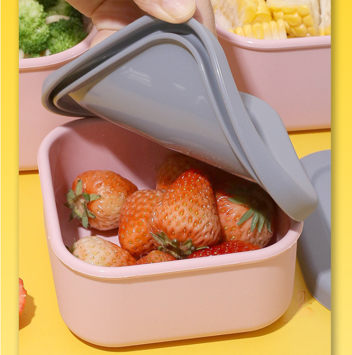 Purple 3-Piece Stackable Silicone Food Storage Container Set - Microwave Safe Lunch Boxes (300/700/1300ml) Tristar Online