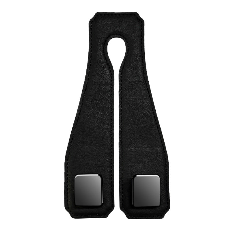 Black Heavy Duty Car Headrest Hooks (Set of 4 Units) - PU Leather Seat Back Organizer Hangers Tristar Online