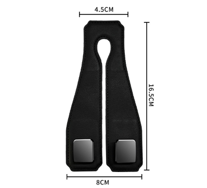 Black Heavy Duty Car Headrest Hooks (Set of 4 Units) - PU Leather Seat Back Organizer Hangers Tristar Online