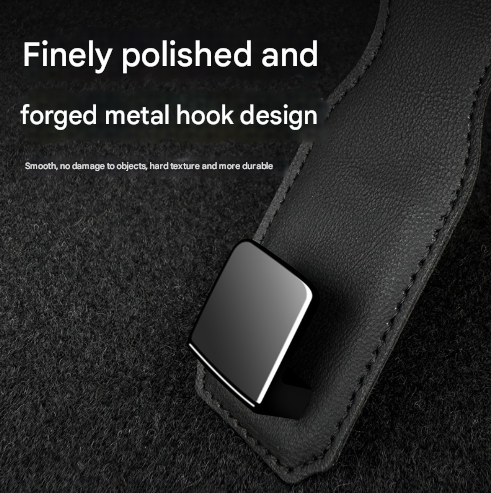 Grey Heavy Duty Car Headrest Hooks (Set of 4 Units) - PU Leather Seat Back Organizer Hangers Tristar Online