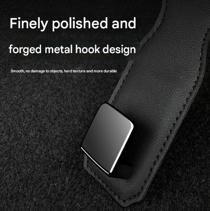 Grey Heavy Duty Car Headrest Hooks (Set of 4 Units) - PU Leather Seat Back Organizer Hangers Tristar Online