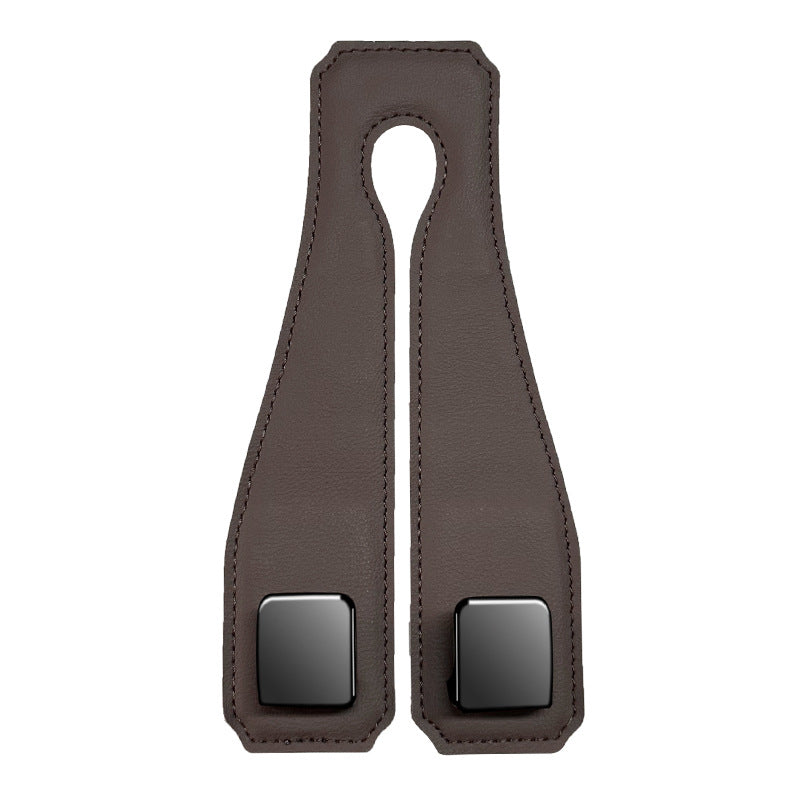 Coffee Heavy Duty Car Headrest Hooks (Set of 4 Units) - PU Leather Seat Back Organizer Hangers Tristar Online