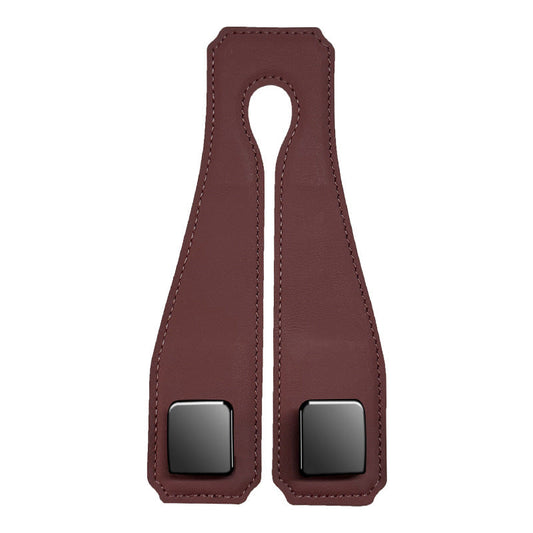 Red Brown Heavy Duty Car Headrest Hooks (Set of 4 Units) - PU Leather Seat Back Organizer Hangers Tristar Online