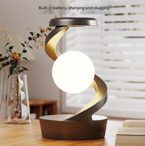 Black Modern Levitating LED Desk Lamp  - Spiral Design Atmosphere Light Tristar Online