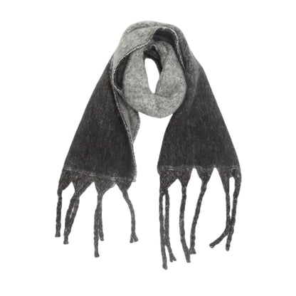 Black Plush Gradient Winter Scarf Shawl - Thick Textured Circle Yarn with Chunky Tassels - 185cm x 40cm Tristar Online