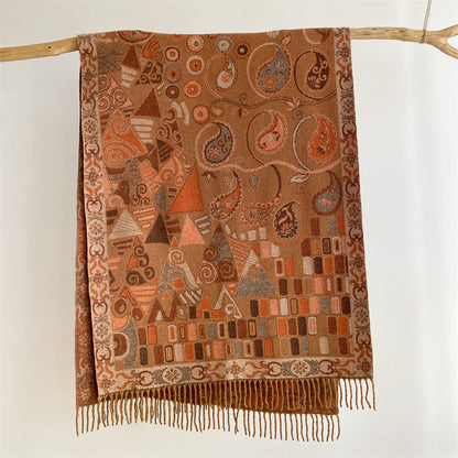 Khaki Bohemian Paisley Print Scarf - Large Lightweight Shawl Wrap - 200cm x 65cm Tristar Online