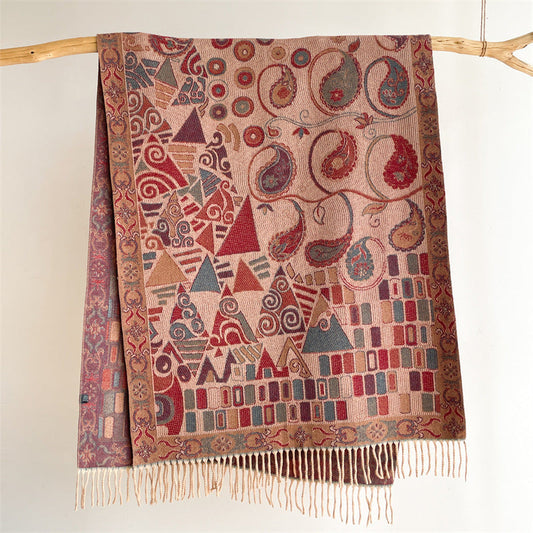 Pink Bohemian Paisley Print Scarf - Large Lightweight Shawl Wrap - 200cm x 65cm Tristar Online