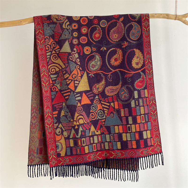 Blue Bohemian Paisley Print Scarf - Large Lightweight Shawl Wrap - 200cm x 65cm Tristar Online