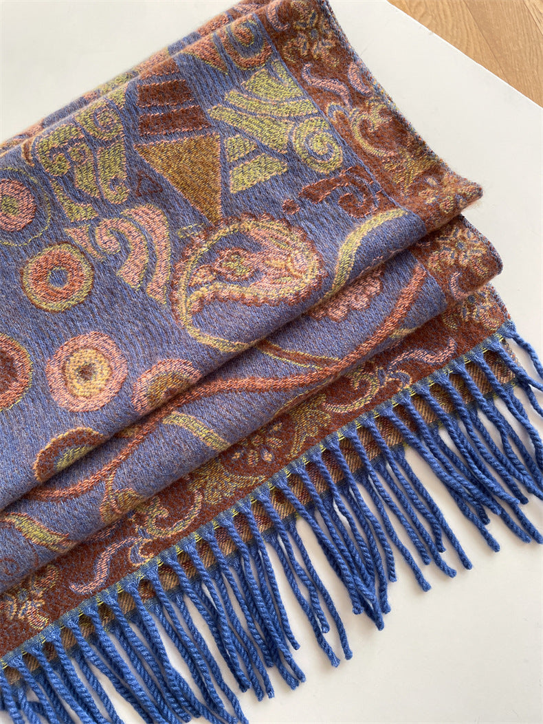 Blue Bohemian Paisley Print Scarf - Large Lightweight Shawl Wrap - 200cm x 65cm Tristar Online