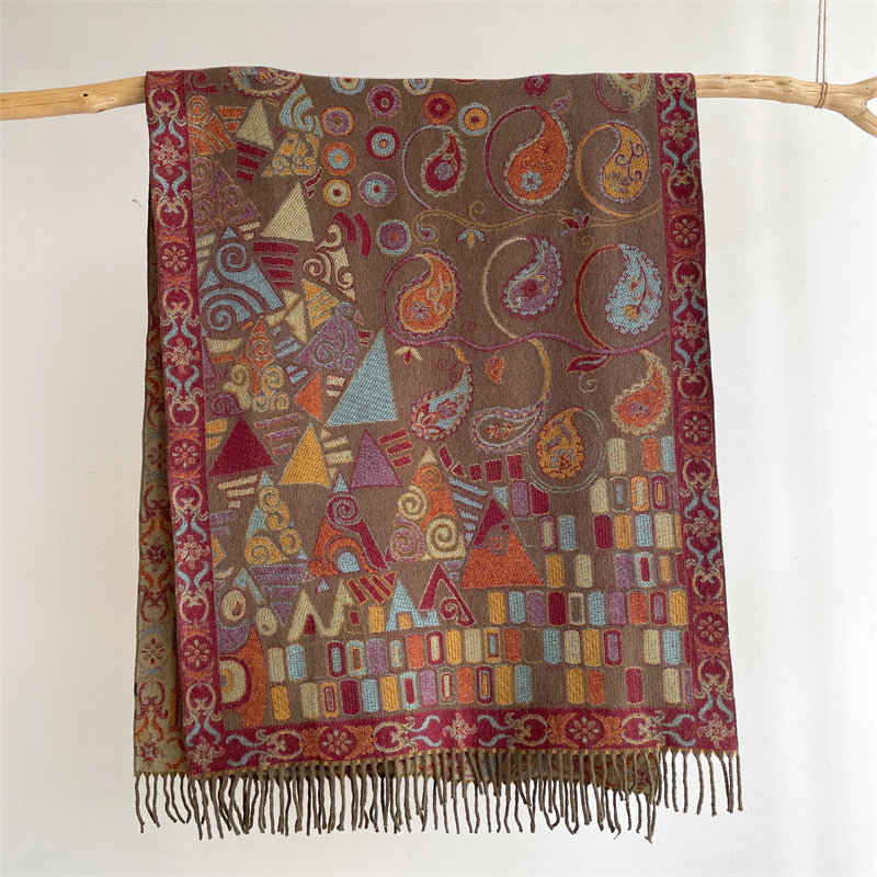 Green Bohemian Paisley Print Scarf - Large Lightweight Shawl Wrap - 200cm x 65cm Tristar Online