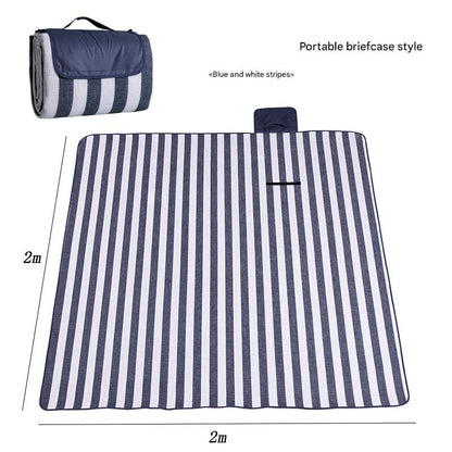 Waterproof Foldable Picnic Blanket with Handle - 2x2m Blue and white stripes Tristar Online