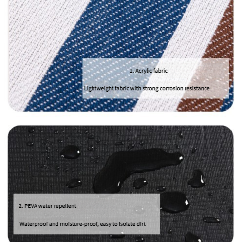 Waterproof Foldable Picnic Blanket with Handle - 2x2m Thin white strip Tristar Online