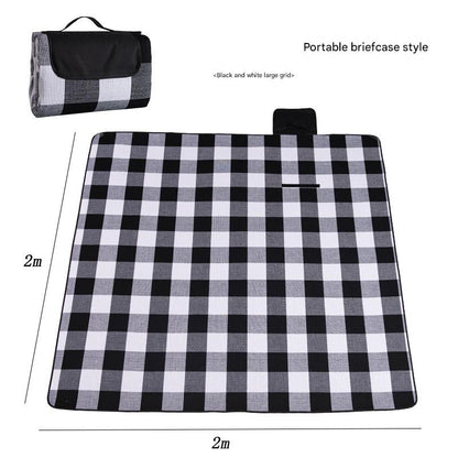 Waterproof Foldable Picnic Blanket with Handle - 2x2m Black and white large grid Tristar Online