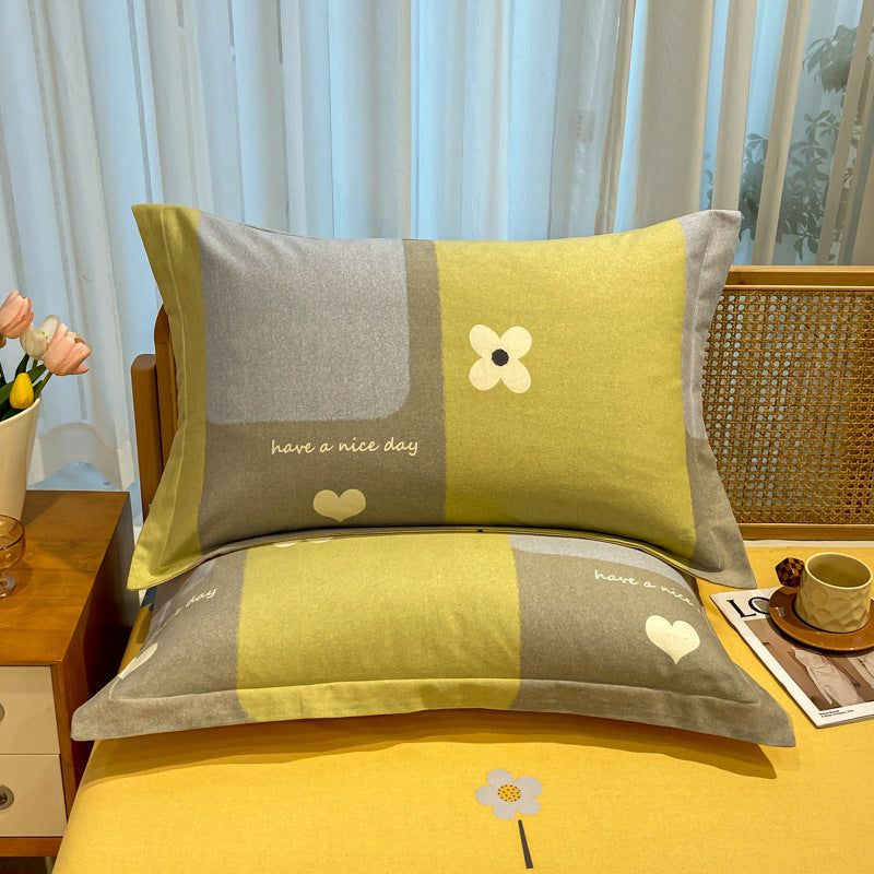 Comfortable cotton pillowcase, double-sided warm design, breathable and skin-friendly - Yellowish gray Tristar Online
