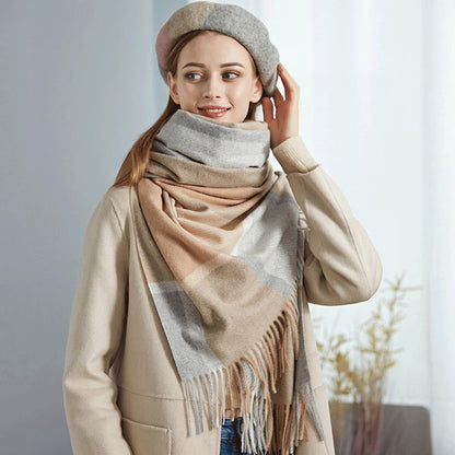 Cozy Color Block Fringe Scarf - Pink and Grey Shawl for Fall and Winter Tristar Online
