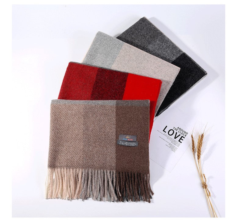 Cozy Color Block Fringe Scarf - Pink and Grey Shawl for Fall and Winter Tristar Online