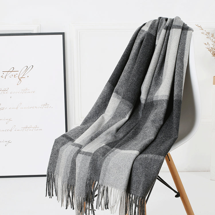 Cozy Color Block Fringe Scarf - Black and White Shawl for Fall and Winter Tristar Online