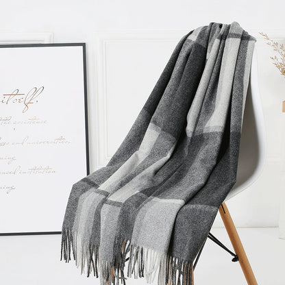 Cozy Color Block Fringe Scarf - Black and White Shawl for Fall and Winter Tristar Online