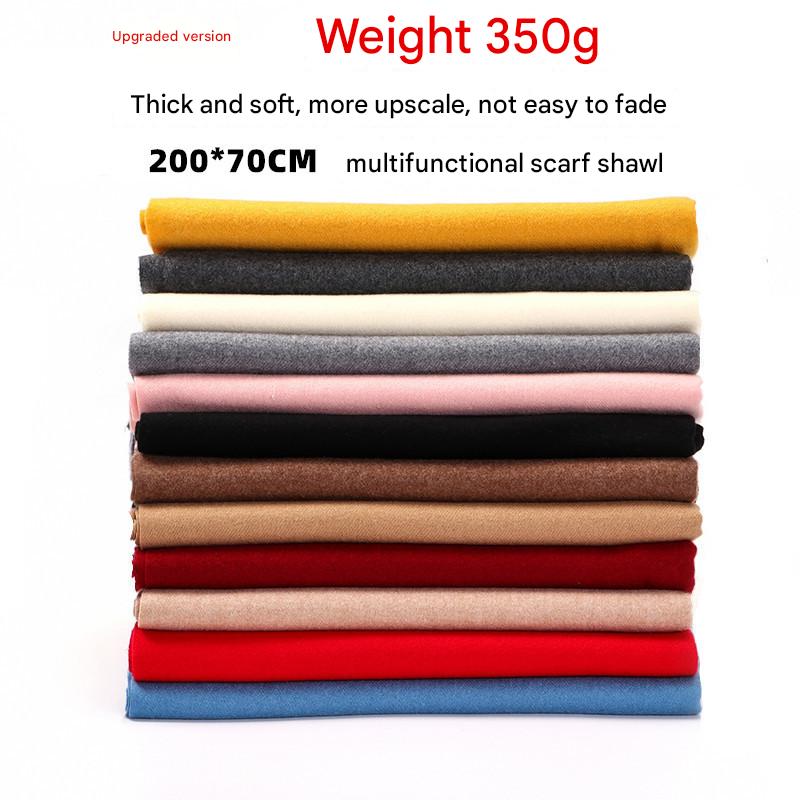 Luxury Cashmere Blend Scarf, Large 200x70cm Fringed Scarf (Beige Gray) Tristar Online