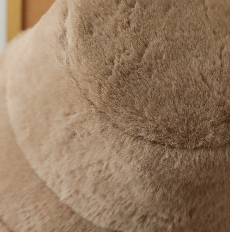 Plush Bucket Hat with Ear Flaps,Warm Furry Winter Hat in Khaki-One size (54-59cm) adjustable Tristar Online