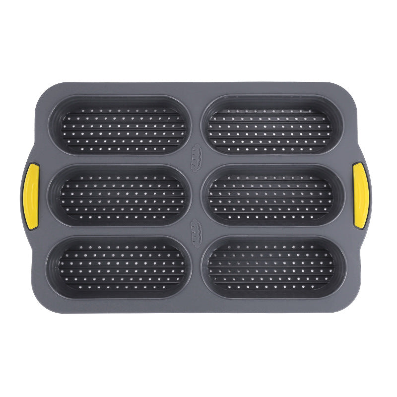 Grey 6-hole silicone baking mold, perforated loaf pan 37.5 cm x 24.5 cm, suitable for bread and cakes (sold in sets of 2) Tristar Online