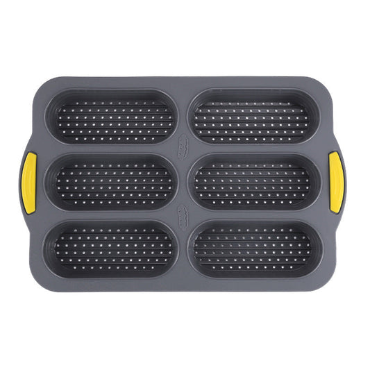 Grey 6-hole silicone baking mold, perforated loaf pan 37.5 cm x 24.5 cm, suitable for bread and cakes (sold in sets of 2) Tristar Online