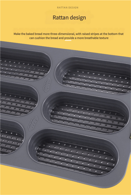Grey 6-hole silicone baking mold, perforated loaf pan 37.5 cm x 24.5 cm, suitable for bread and cakes (sold in sets of 2) Tristar Online