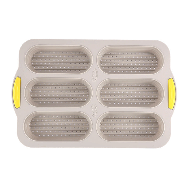 Brown 6-hole silicone baking mold, perforated loaf pan 37.5 cm x 24.5 cm, suitable for bread and cakes (sold in sets of 2) Tristar Online