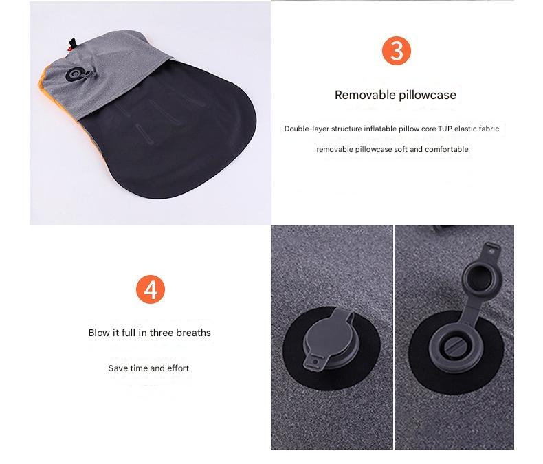 Inflatable Camping Pillow - Lightweight 46x32x12cm Travel Pillow 180g in black Tristar Online