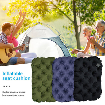 Inflatable Seat Cushion - Portable 40x30x5cm Camping Pad in Olive Black Tristar Online