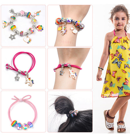 Unicorn DIY Beaded Bracelet Kit for Kids - Blue Crystal Beads and Charms Jewelry Set with Gift Box Tristar Online
