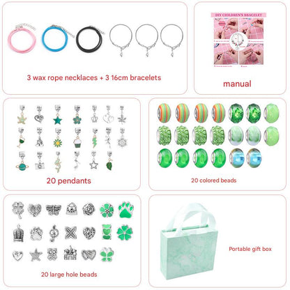 Unicorn DIY Beaded Bracelet Kit for Kids - Green Crystal Beads and Charms Jewelry Set with Gift Box Tristar Online