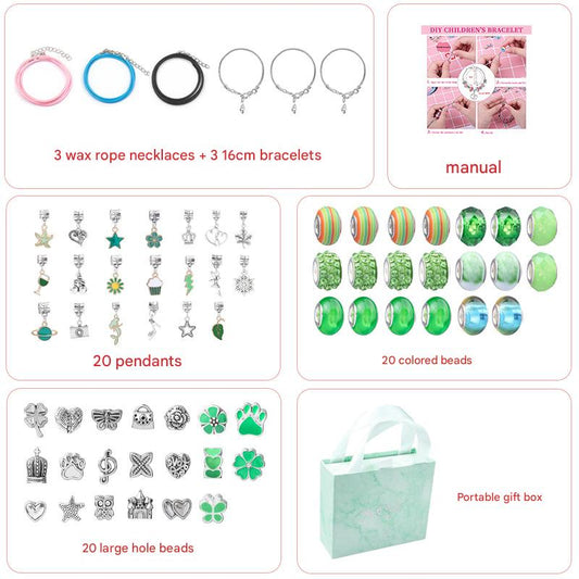 Unicorn DIY Beaded Bracelet Kit for Kids - Green Crystal Beads and Charms Jewelry Set with Gift Box Tristar Online
