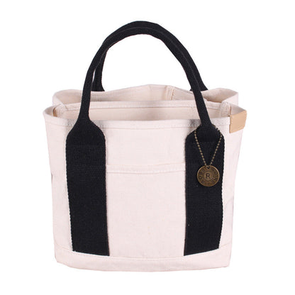 White with black Canvas Lunch Tote Bag - Stylish Handbag with Multiple Compartments for Women Tristar Online