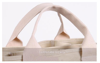 White with black Canvas Lunch Tote Bag - Stylish Handbag with Multiple Compartments for Women Tristar Online