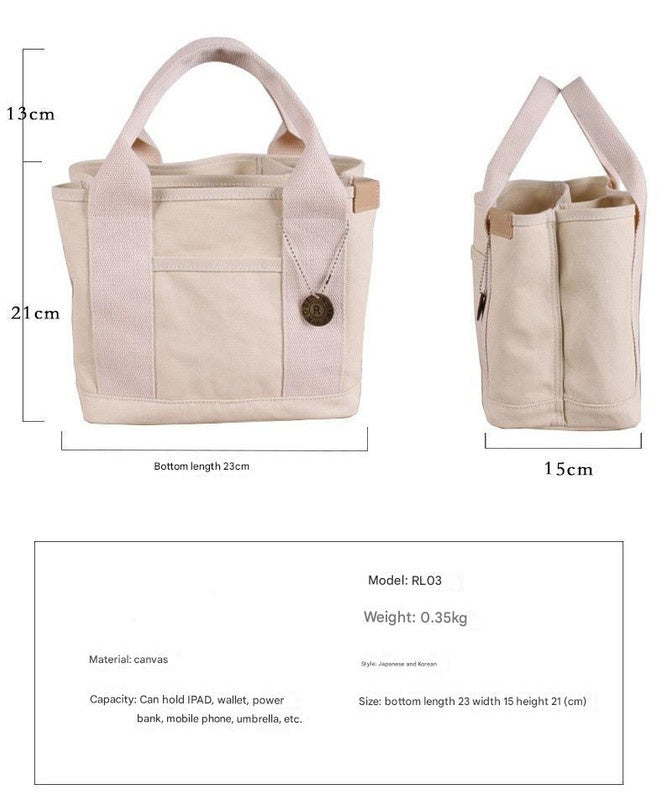 White with black Canvas Lunch Tote Bag - Stylish Handbag with Multiple Compartments for Women Tristar Online