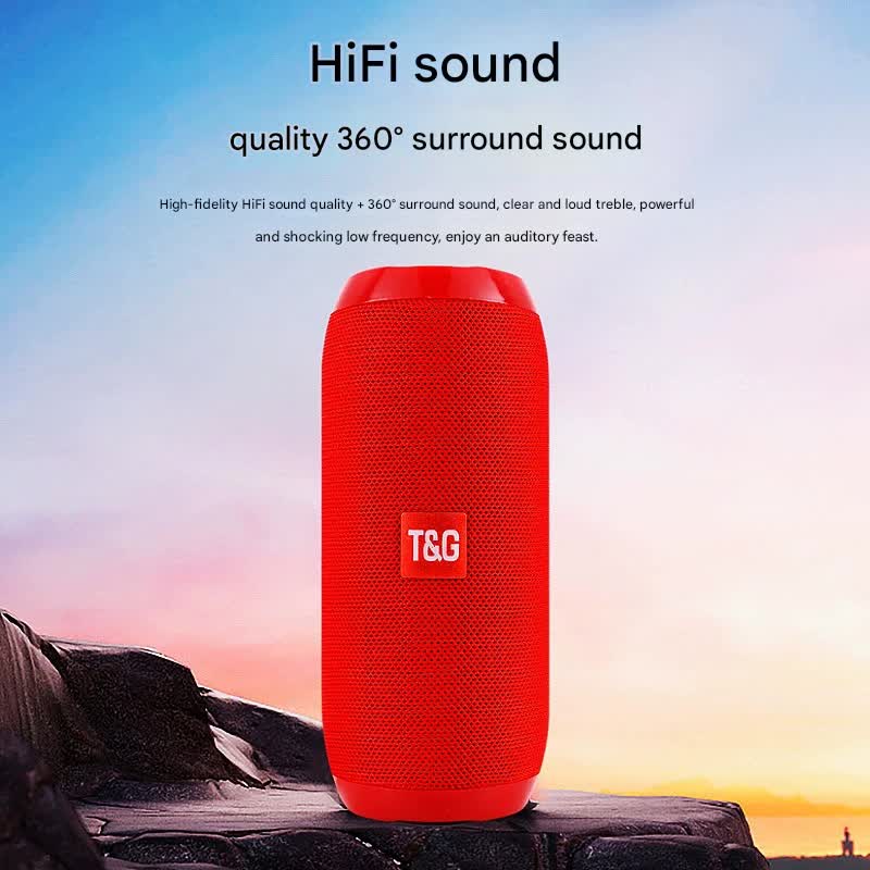 Red Portable Bluetooth Speaker - HiFi 360 Degree Audio Wireless Mini Speaker, Support Hands-free Calling Tristar Online